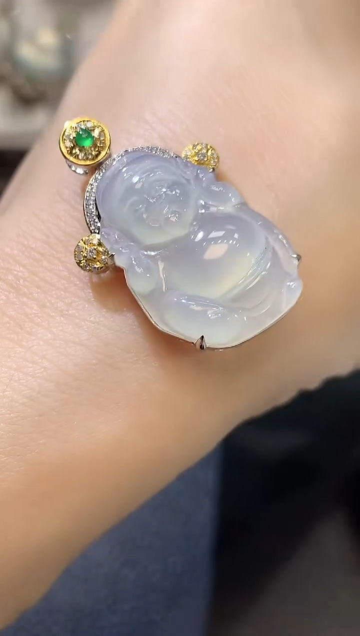 【闪购商品】翡翠吊坠(不含链)18K金镶嵌A24