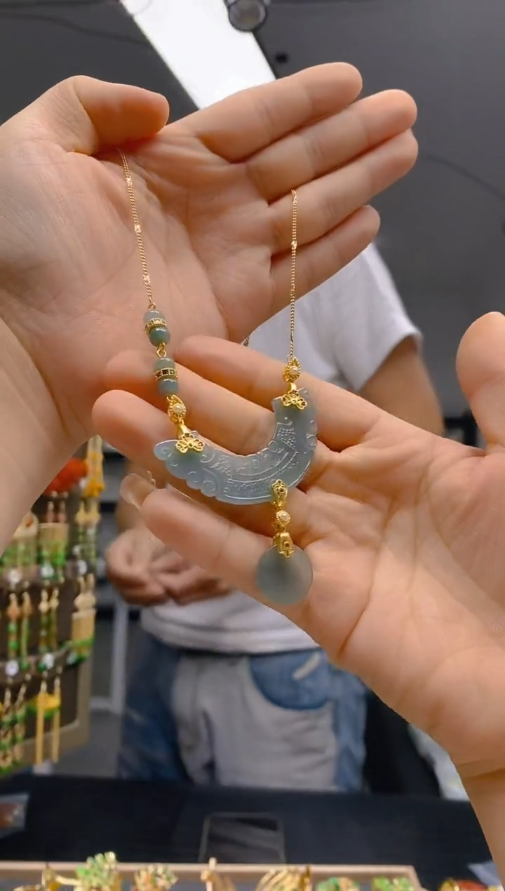 【闪购商品】翡翠耳饰合金469翡翠锁骨链