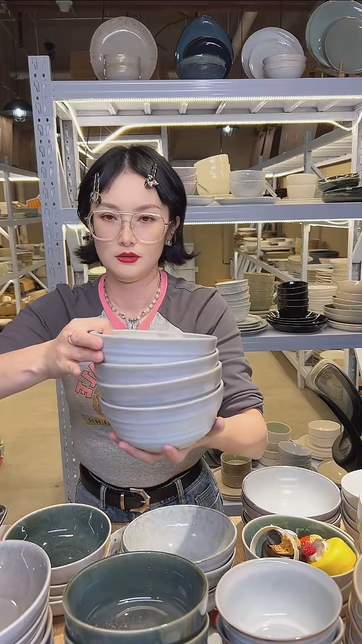 瓷225八寸外贸尾货高温釉下彩陶瓷餐具默认微瑕