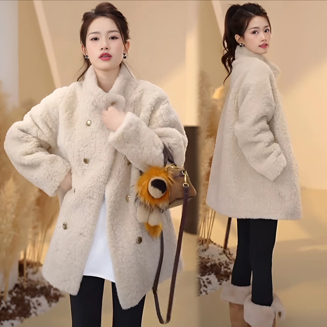 冬季高级感时尚百搭毛毛外套女2026新款毛绒一体宽松休闲长袖上衣