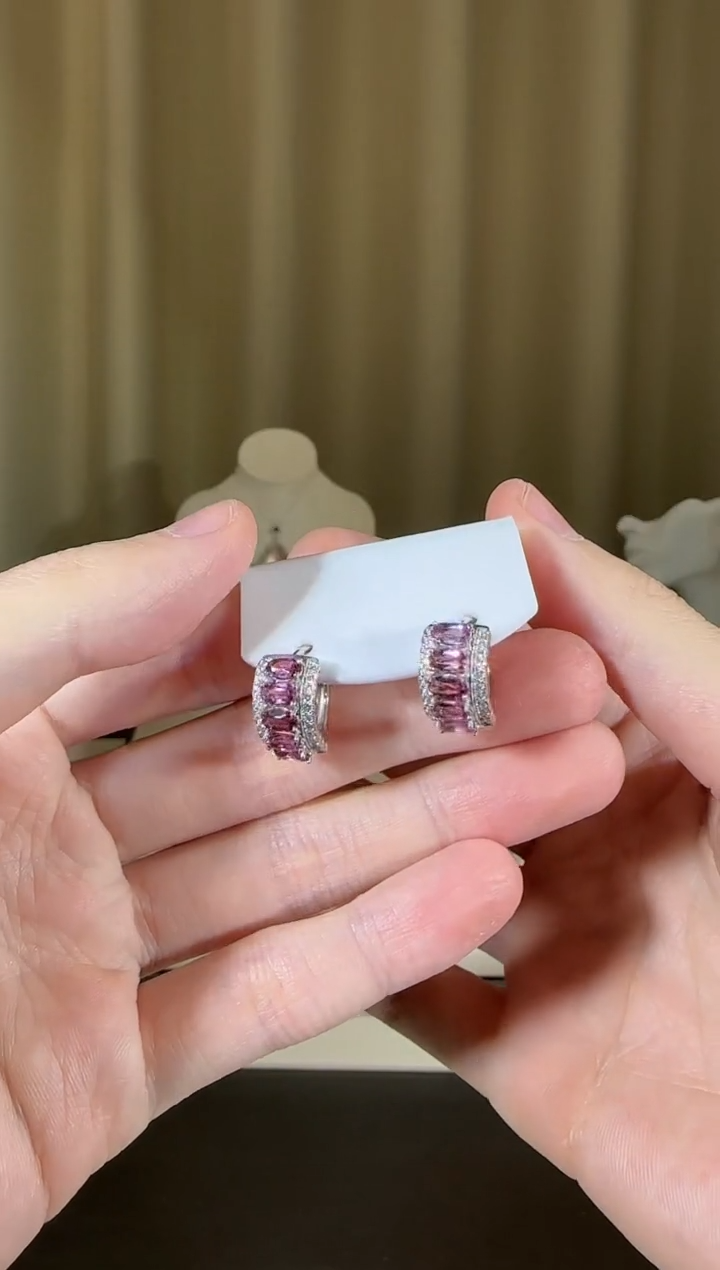 【闪购商品】石榴石耳饰银S925镶嵌设计款