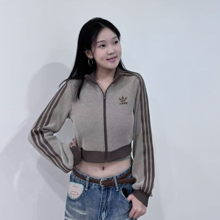 adidas/阿迪达斯三叶草女琥珀流光风华夫格修身立领外套KC2645#HN