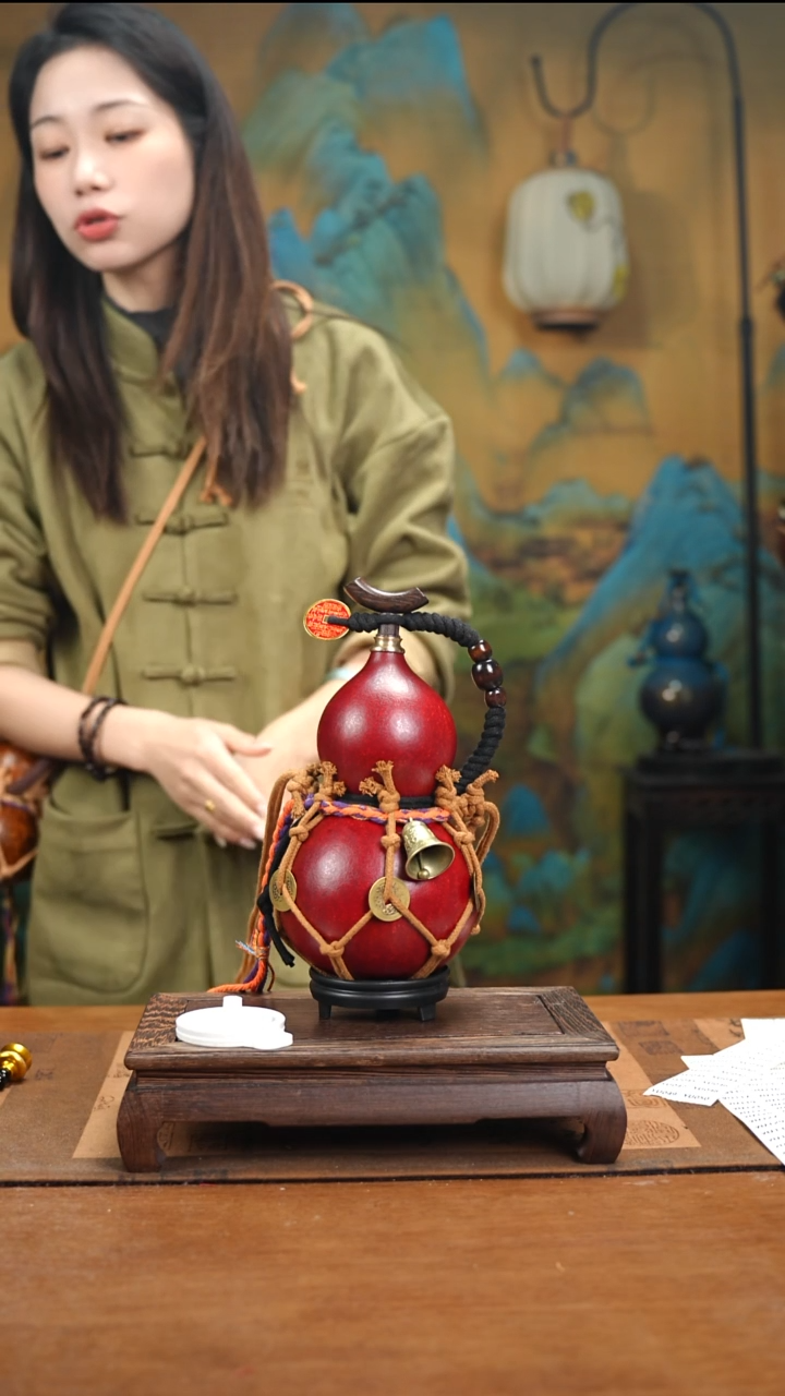 YU021复古网兜款天然酒葫芦（一物一拍）