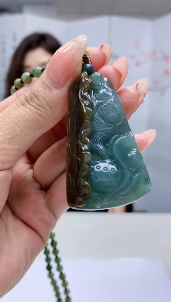 【闪购商品】定制翡翠未镶嵌4829MM-毛货挂件35赠珠链