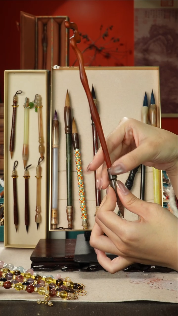 64号闪孤品高货毛笔链接 清水试笔 蘸墨不退