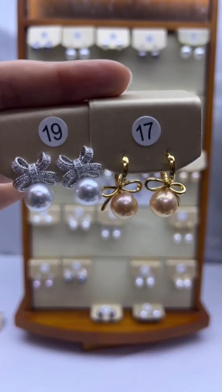 未镶嵌耳饰淡水珍珠17+19