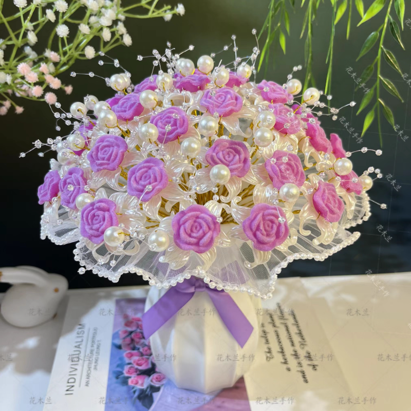 【三生三世】diy大植绒玫瑰花材料包创意手工制作