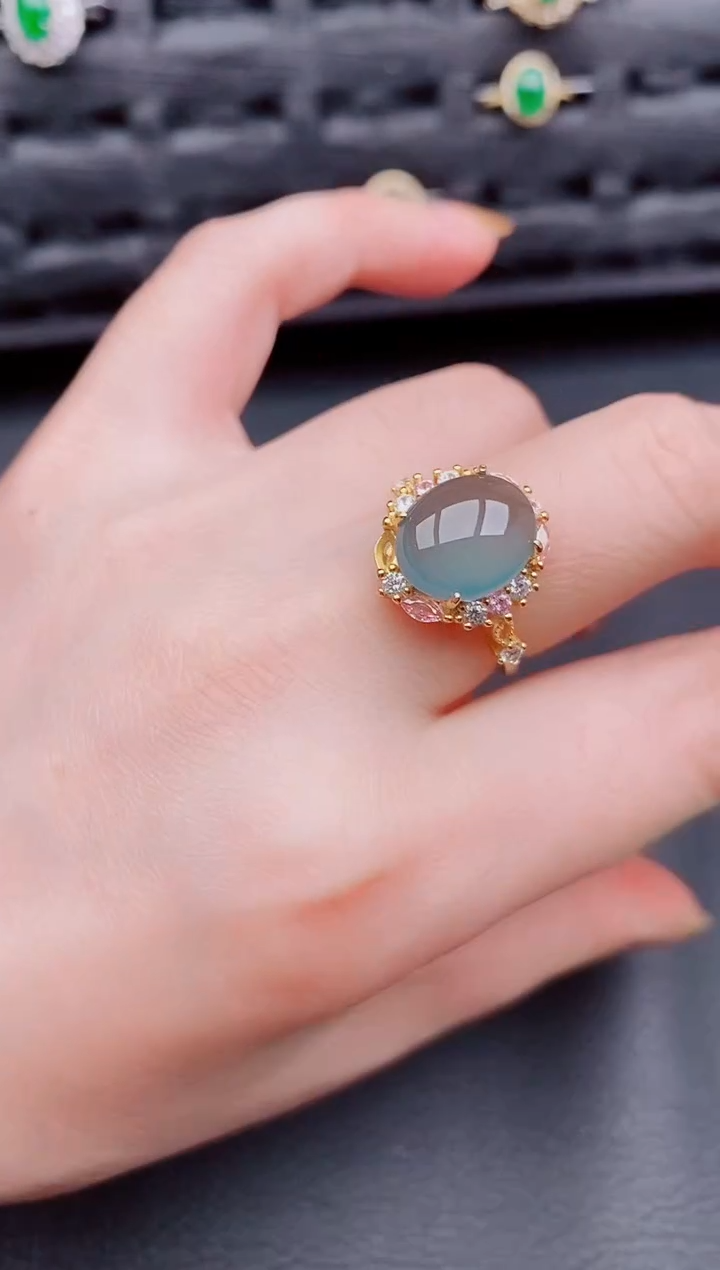 【闪购商品】翡翠戒指银S925镶嵌天然a货翡翠329