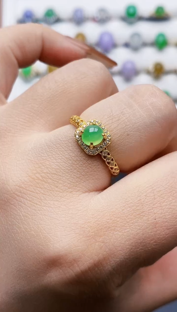 银S925镶嵌戒指翡翠0329