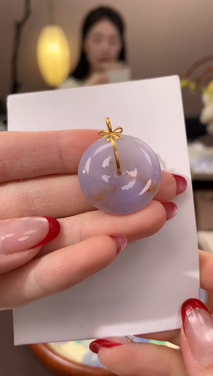 【闪购商品】翡翠颈饰18K金镶嵌天然缅甸a货翡翠