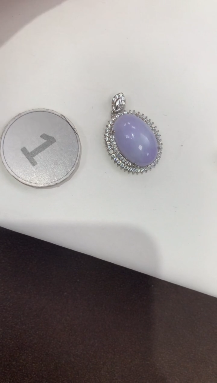 颈饰银S925镶嵌翡翠天然缅甸a货翡翠