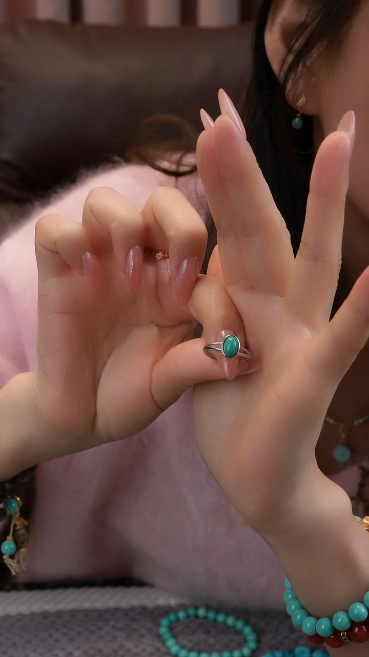 银S925镶嵌绿松石戒指1111