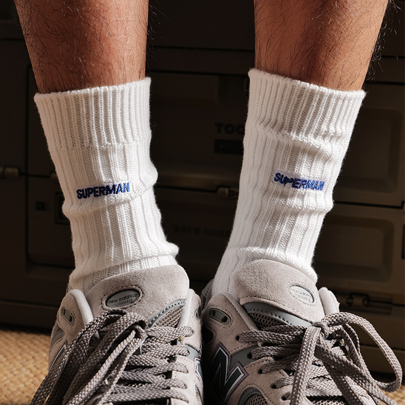 潮牌男士运动袜粗线针织户外登山中筒袜港风个性潮流长袜cityboy