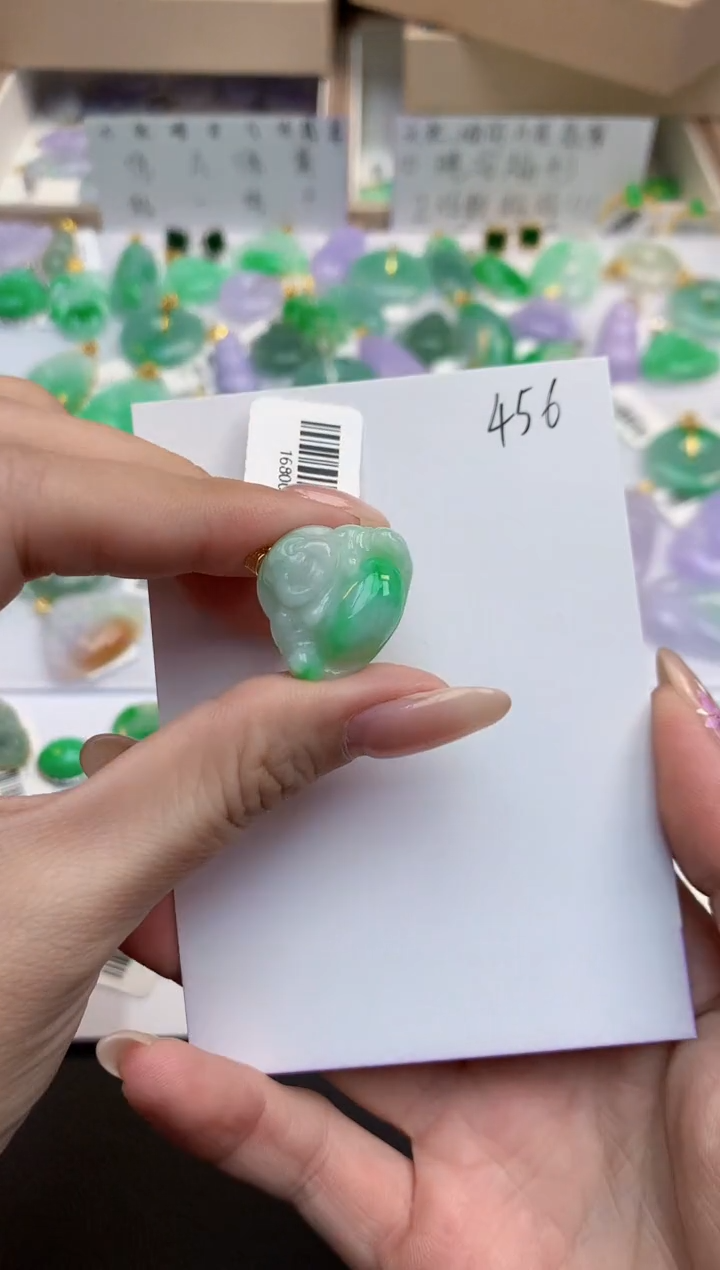 颈饰18K金镶嵌翡翠天然缅甸A货翡翠