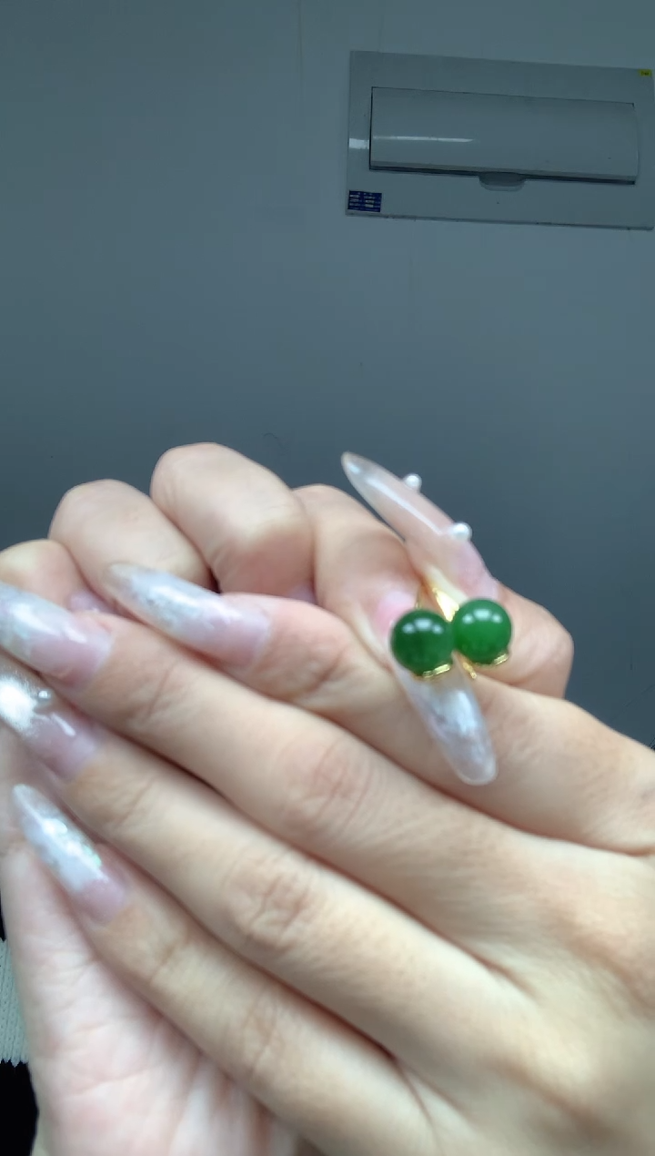 银S925镶嵌和田玉耳饰和田玉