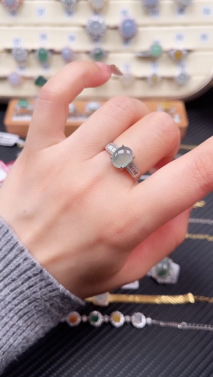 【闪购商品】翡翠戒指银S925镶嵌戒指21