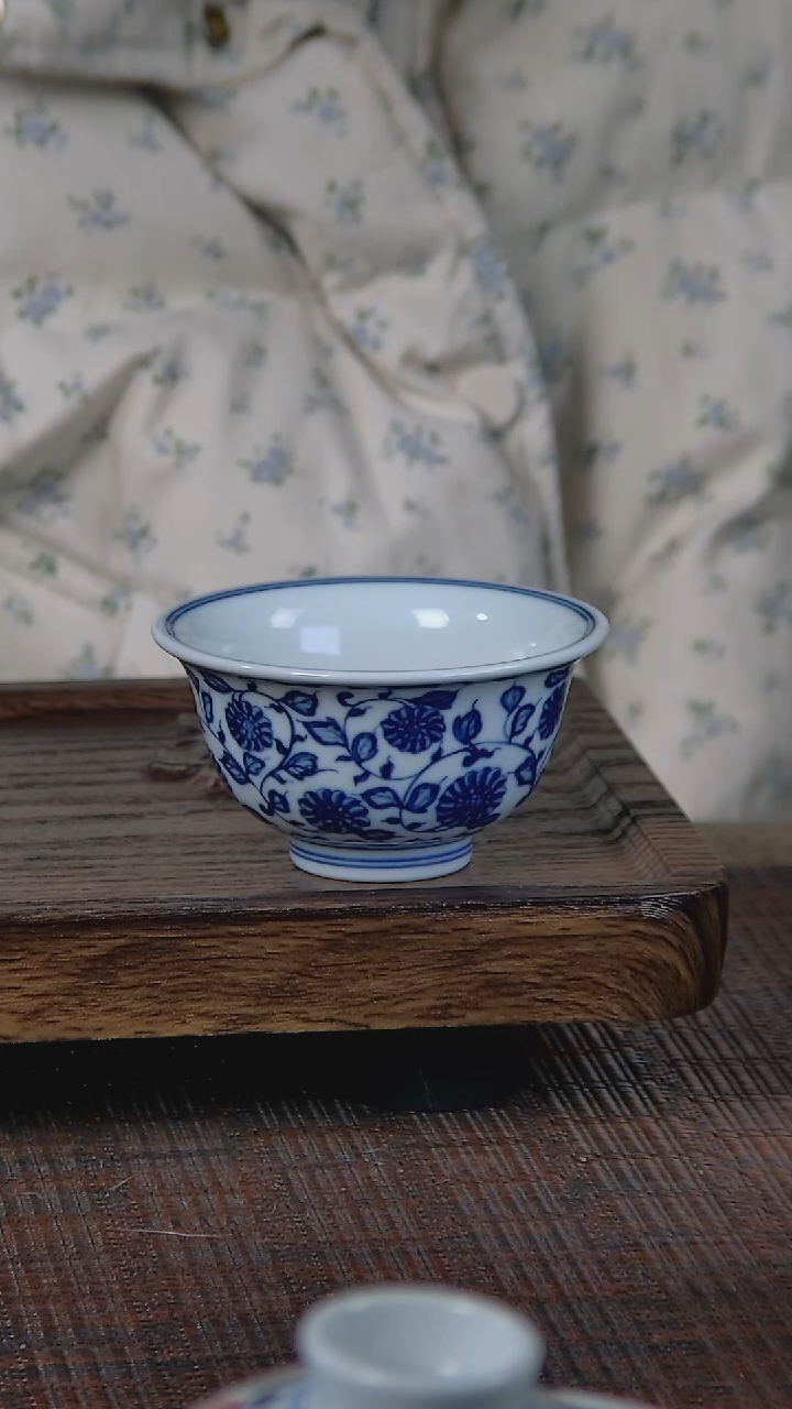 【闪购商品】折葵非器手工手绘缠枝压手杯双花