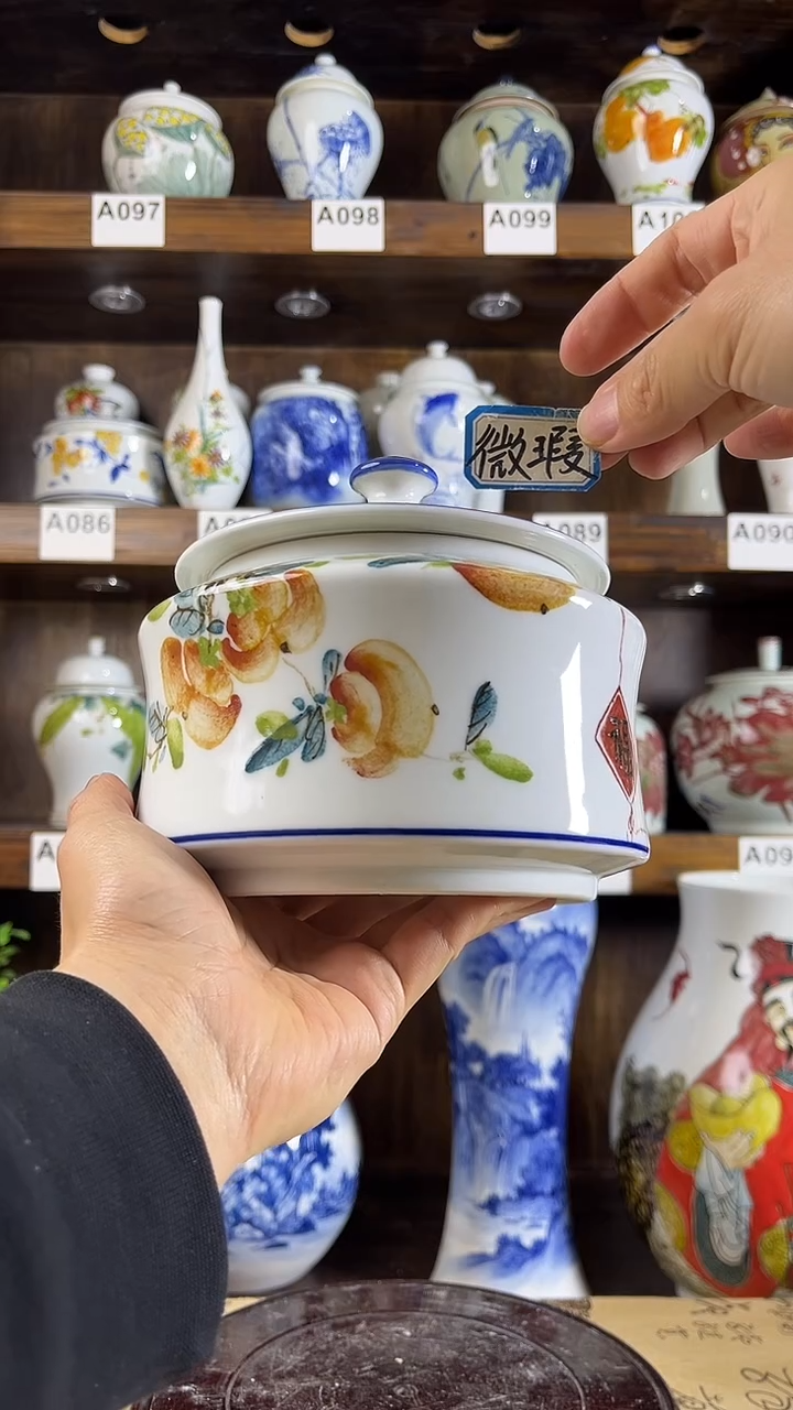 【闪购商品】纯手工手绘柿柿如意2储物罐