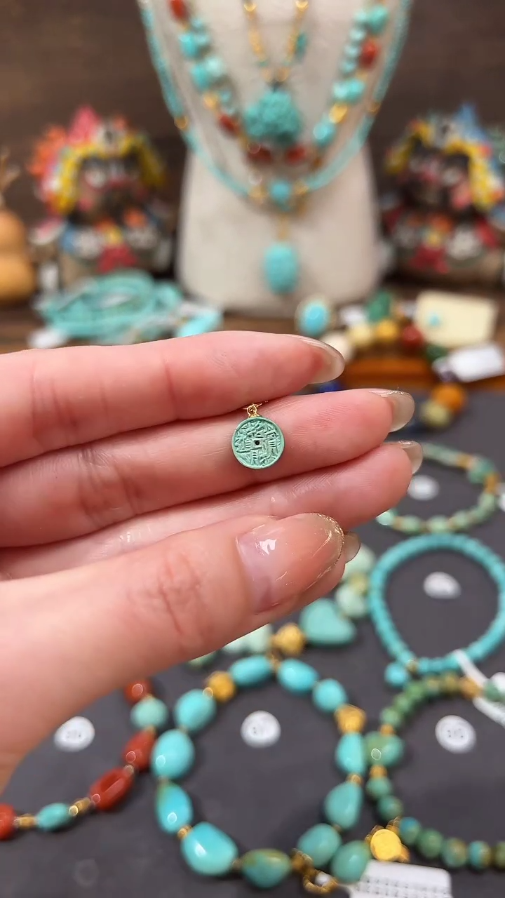 【闪购商品】绿松石18K金镶嵌提溜绿松石提溜