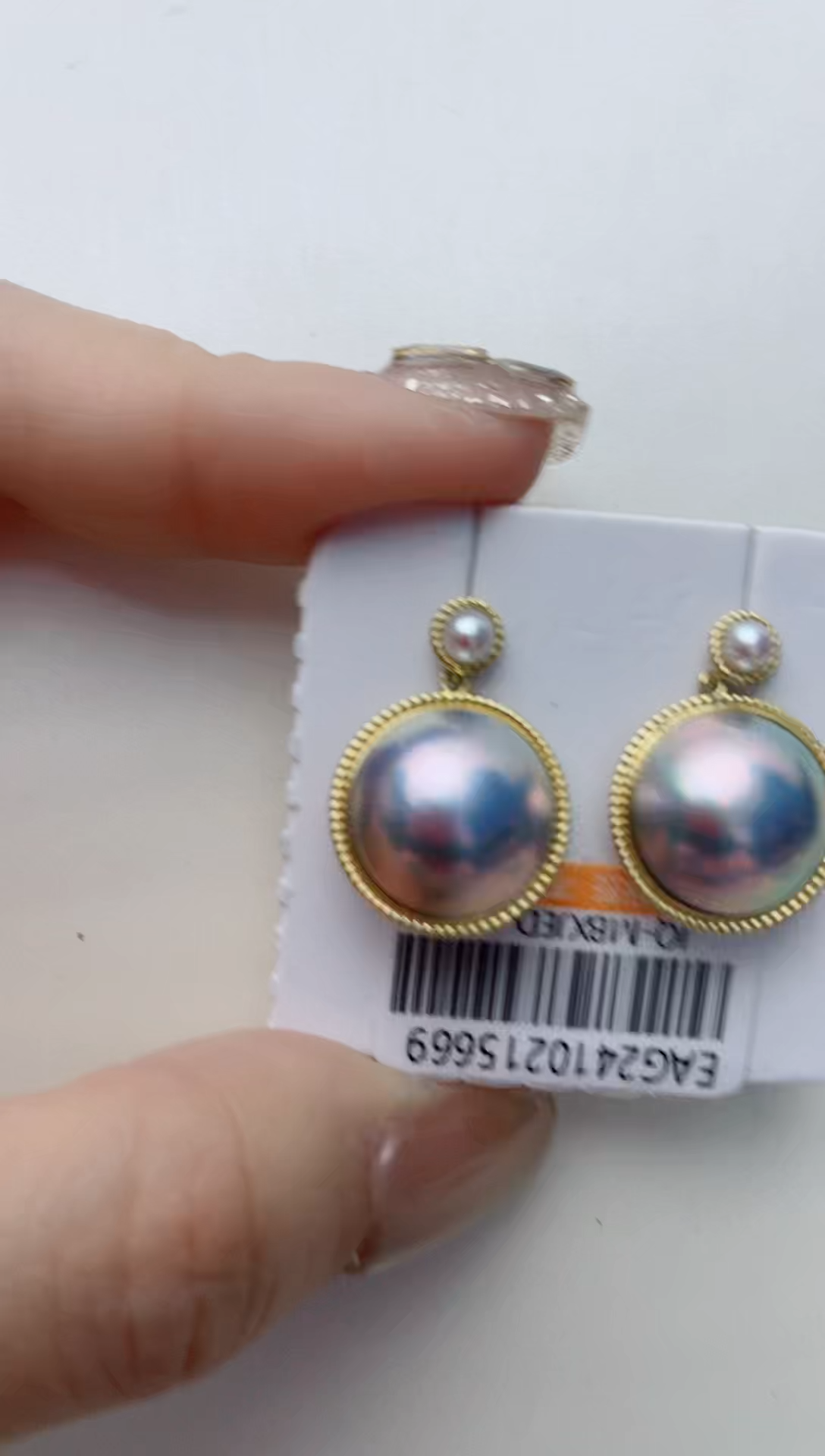 【闪购商品】拼合珍珠（马贝珠）耳饰18K金镶嵌A104