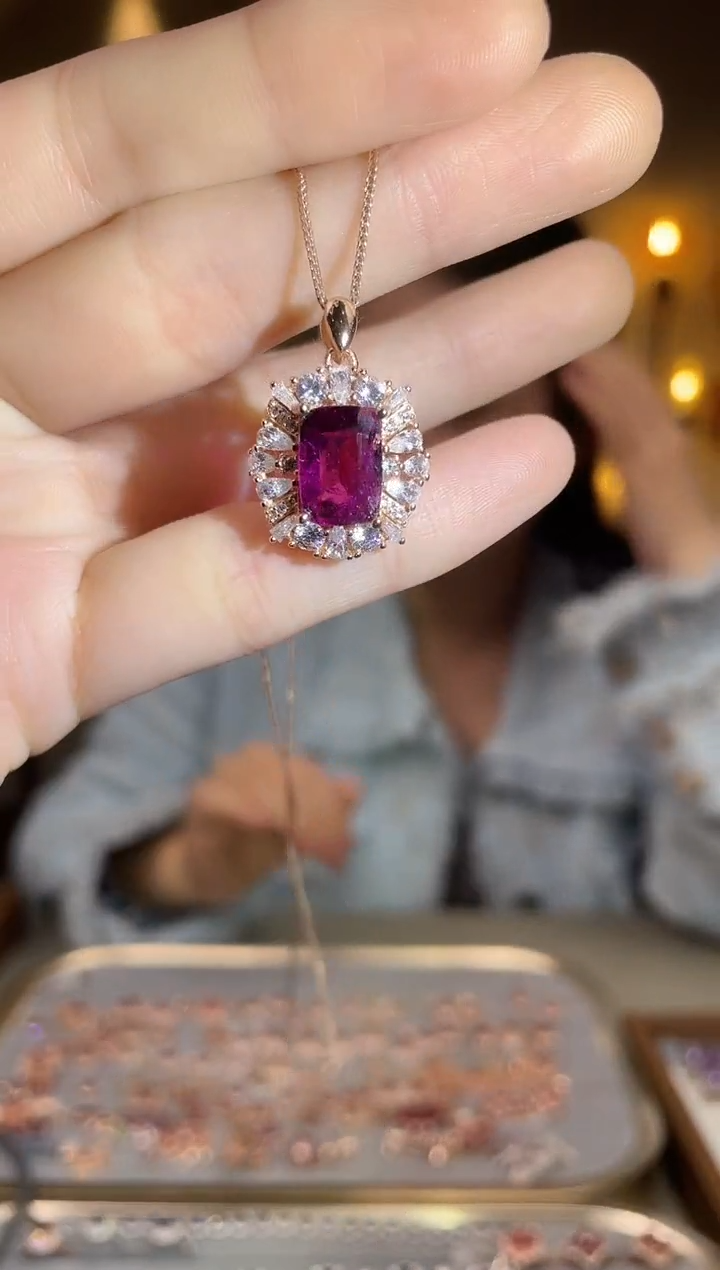 银S925镶嵌颈饰碧玺颈饰