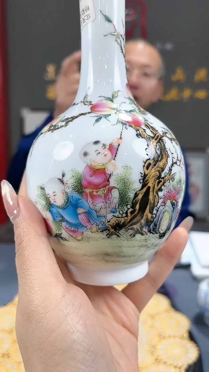 【闪购商品】官窑瓷画院237官窑瓷画院童子赏瓶