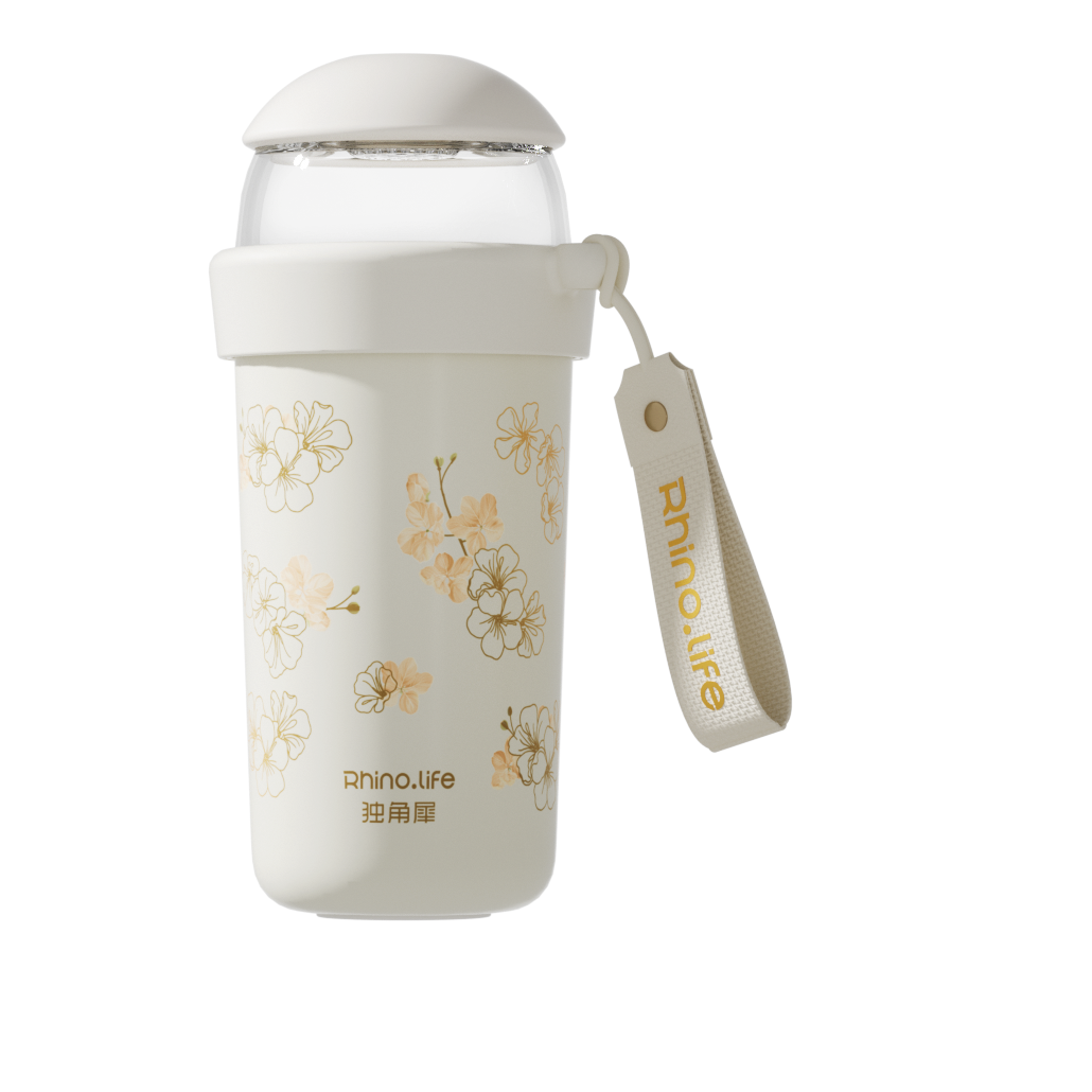 【A等品微瑕】独角犀Rhino.life【陌上花开】系列茶水分离杯月雅白
