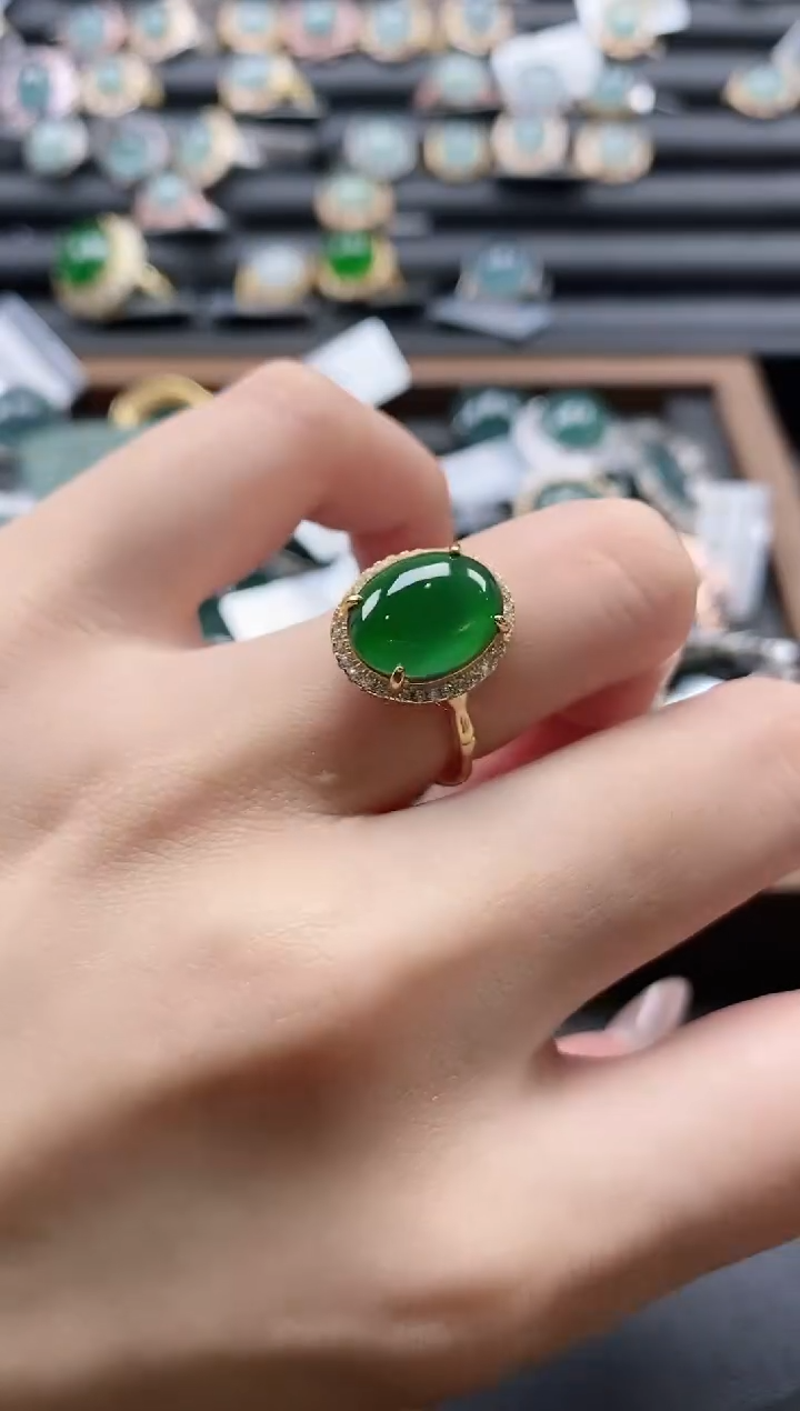 【闪购商品】翡翠戒指银S925镶嵌15511