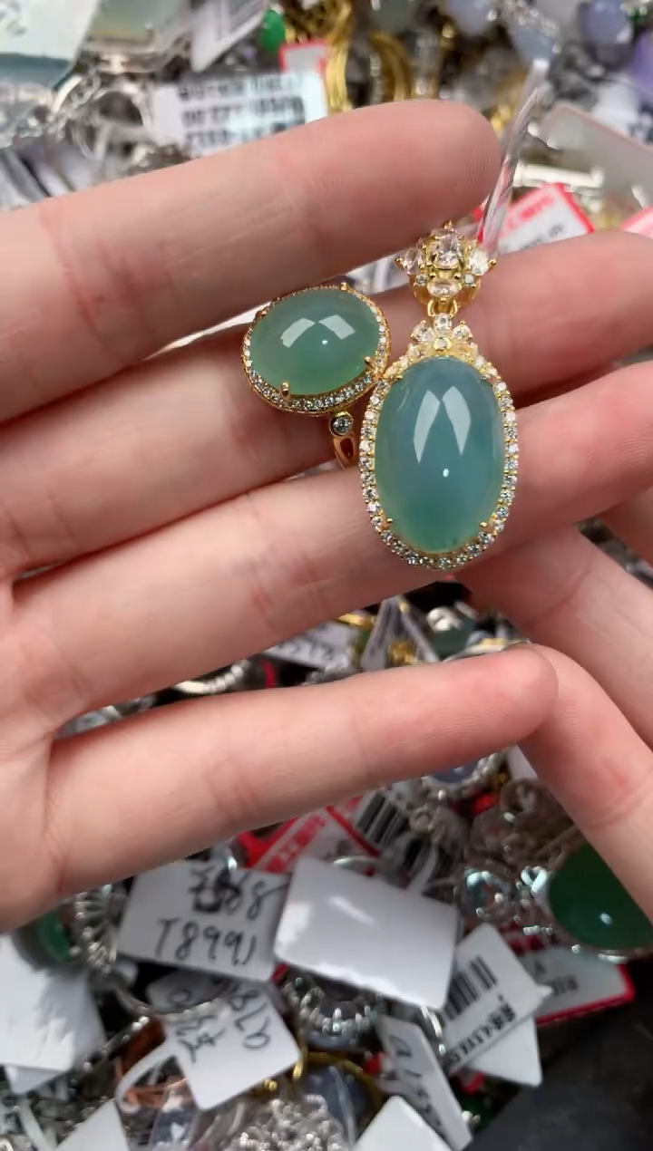 银S925镶嵌戒指翡翠444          6