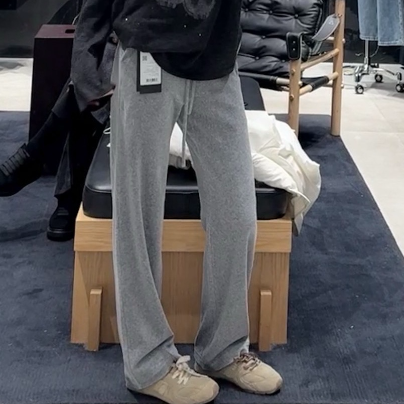 M自制【漫画腿】丝绒直筒休闲裤