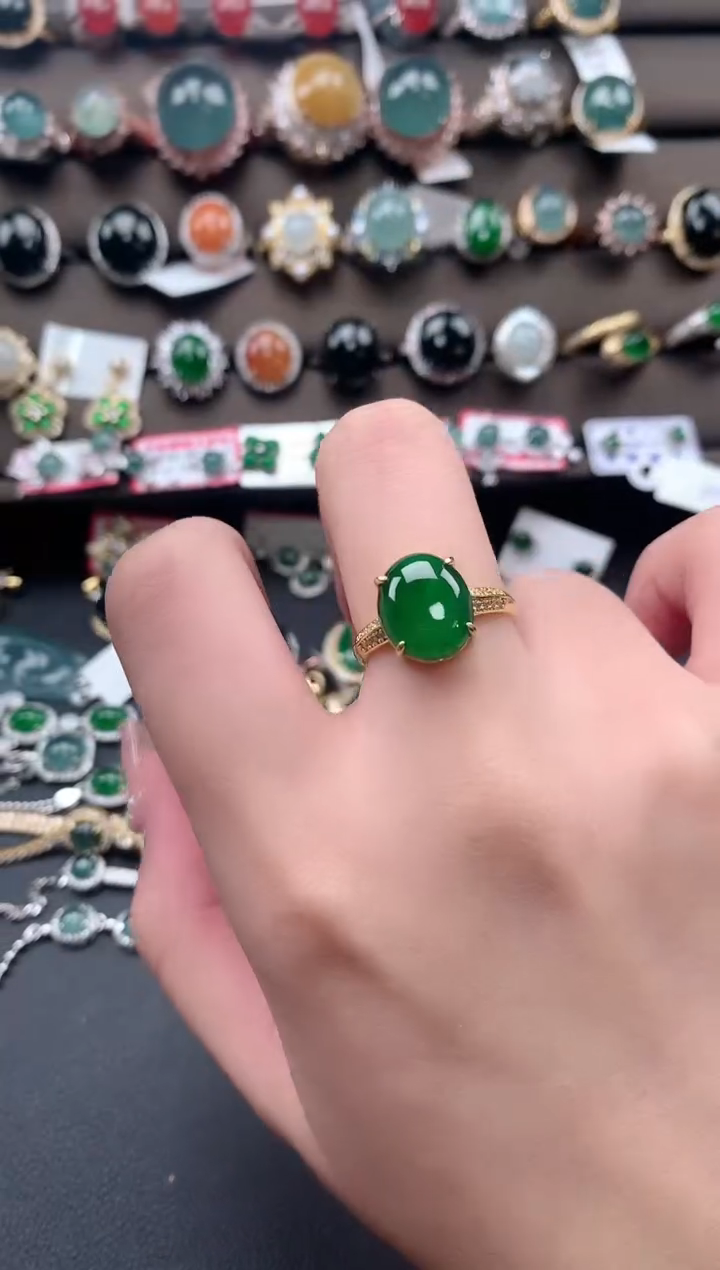 【闪购商品】翡翠戒指银S925镶嵌5114