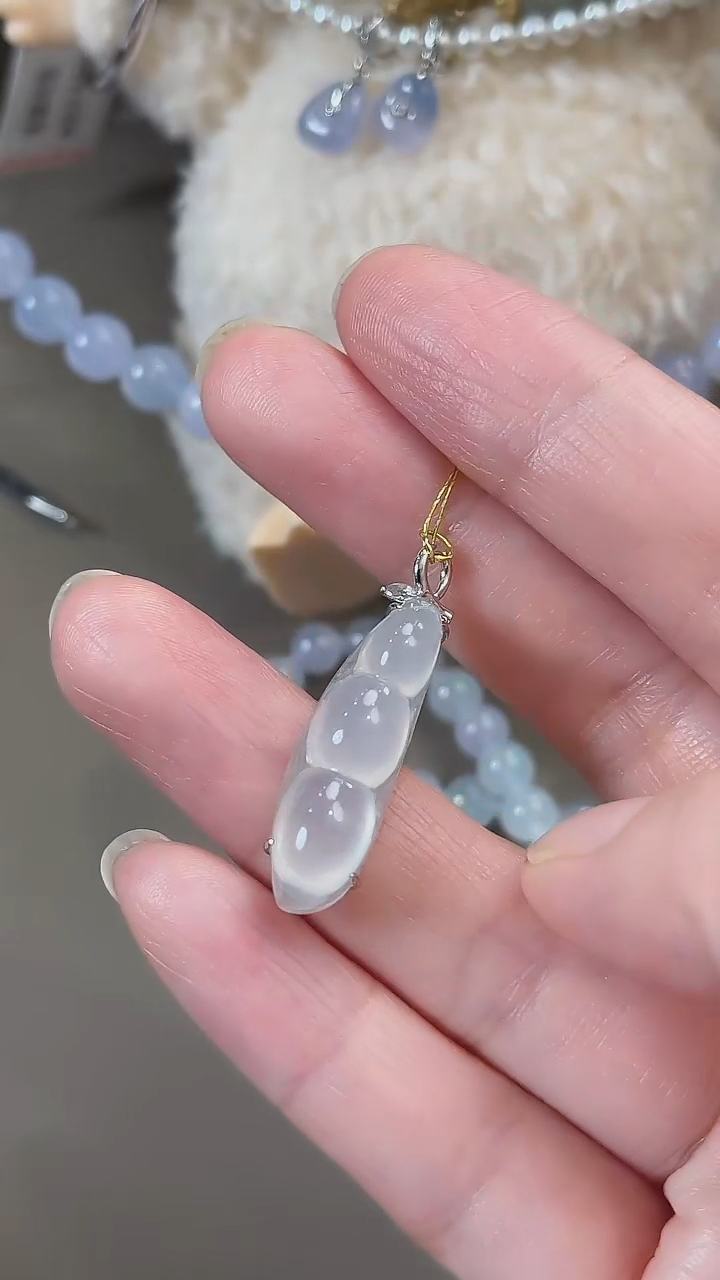 翡翠18K金镶嵌吊坠(不含链)天然缅甸翡翠吊坠