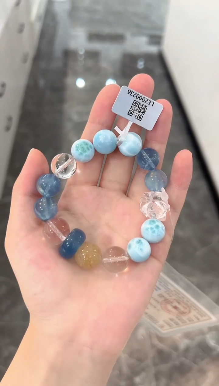 未镶嵌针钠钙石（海纹石）手串手串