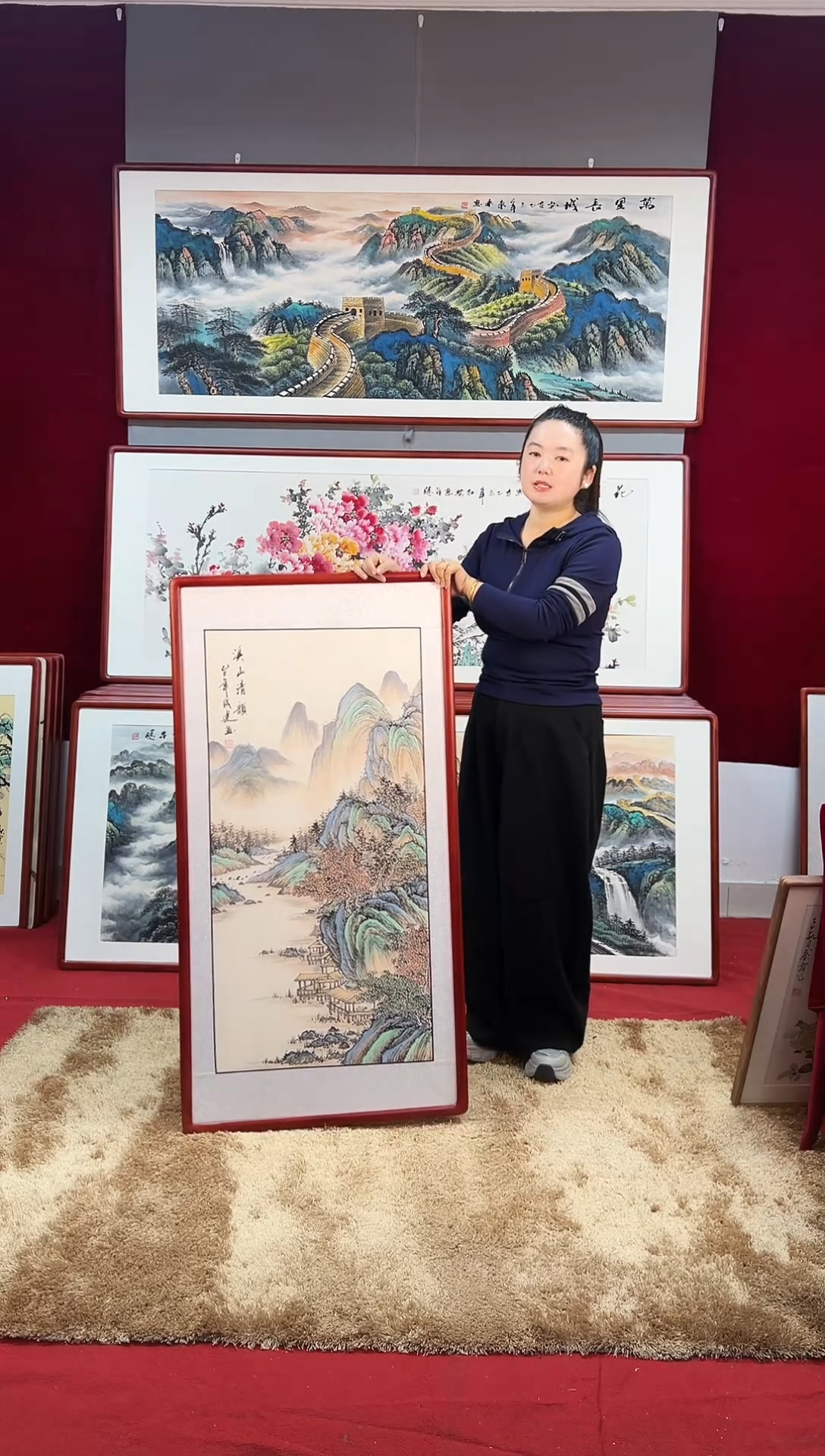 国画手绘山水123*63尺寸