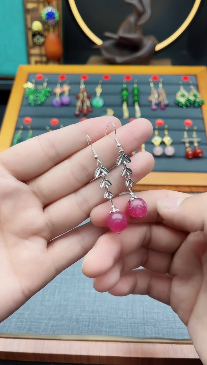 【闪购商品】玛瑙/玉髓耳钉银S925镶嵌431000