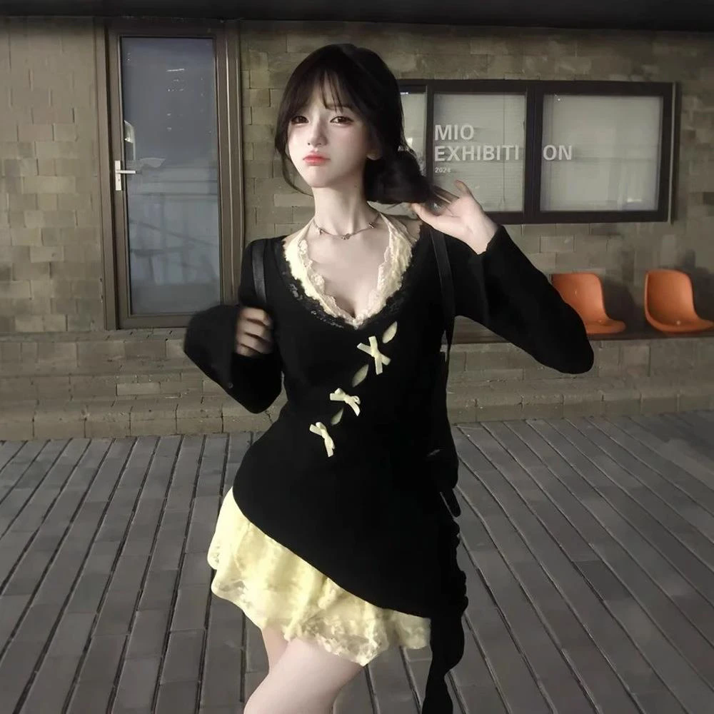 蝴蝶欲欲 镂空飘带上衣