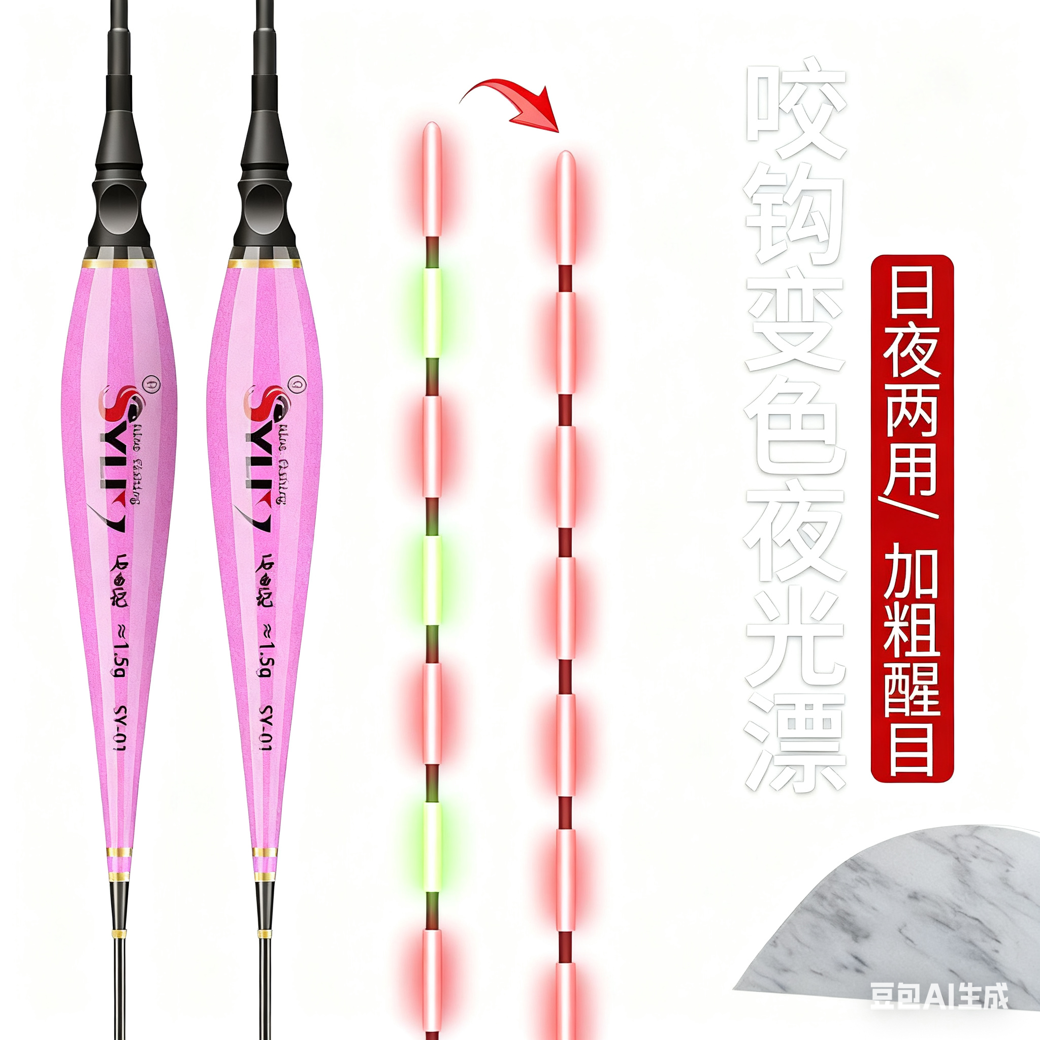 新店福利高灵敏日夜两用咬钩变色超细硬尾电子夜光漂