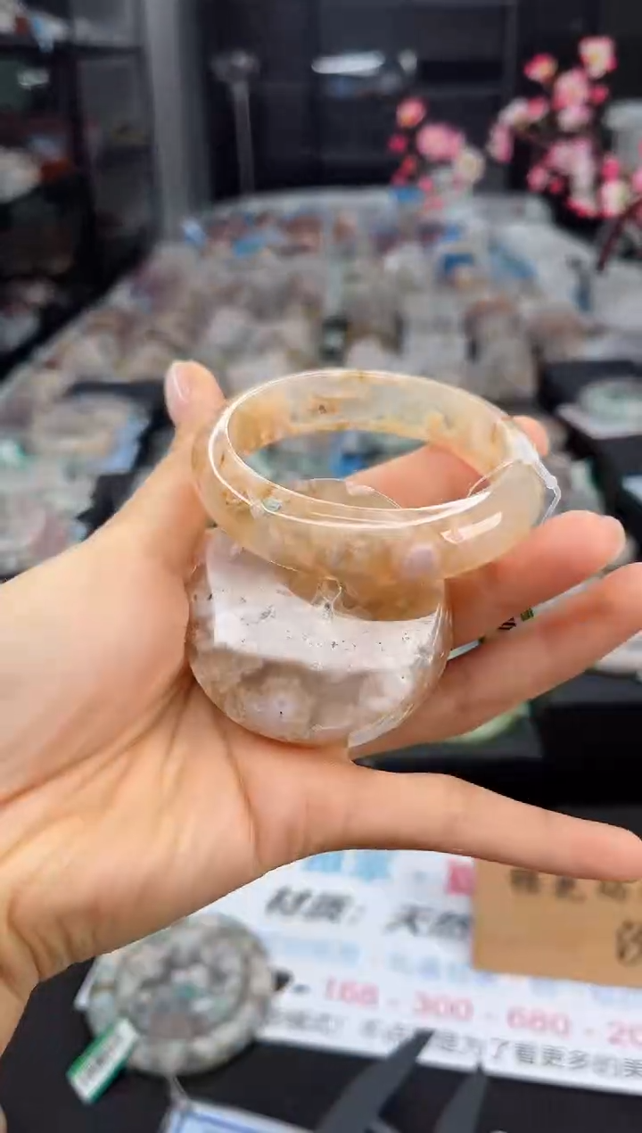 石英质玉手镯未镶嵌55圈口（赠送镯心）S98114