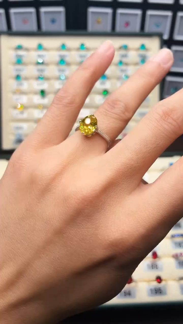 无925银轻奢金丝雀黄色女神戒01