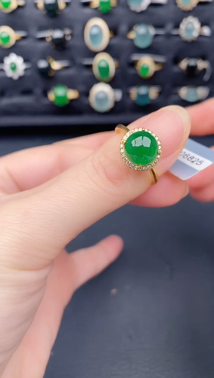 银S925镶嵌戒指翡翠天然a货翡翠42