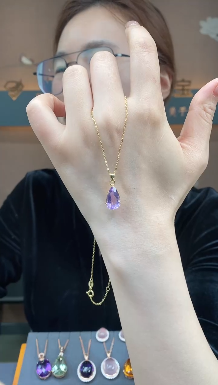 【闪购商品】紫晶吊坠银S925镶嵌紫晶吊坠