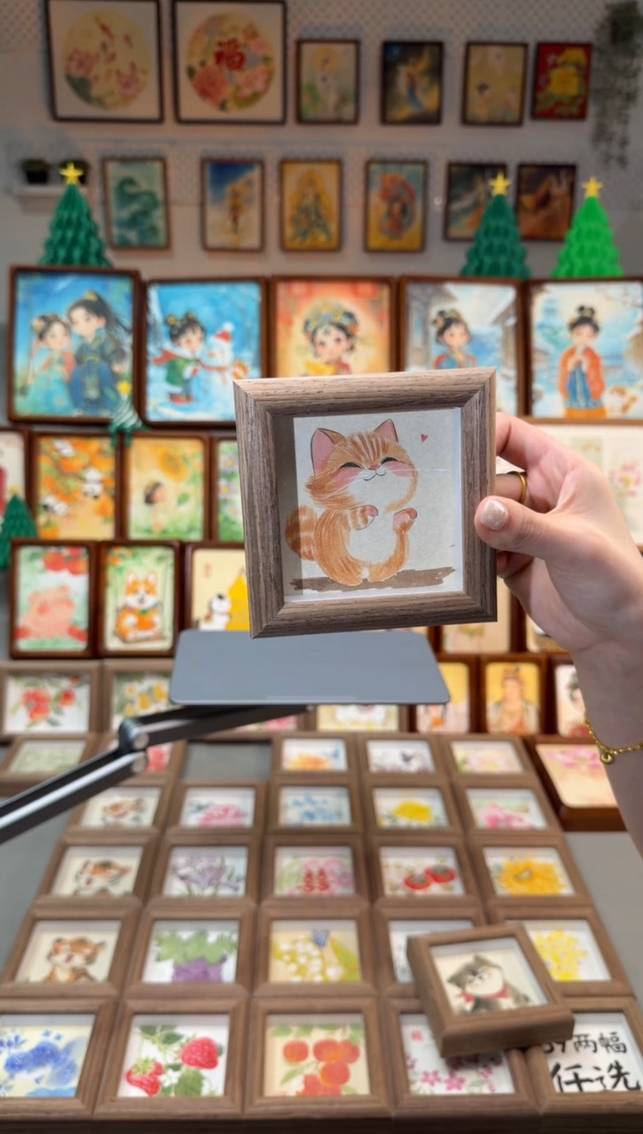 国画爱心猫咪 手绘国画11