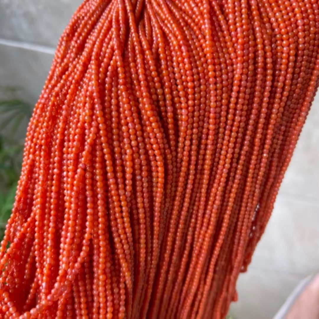 满色满肉保山南红柿子红小米珠万能链2.5mm多样性发一