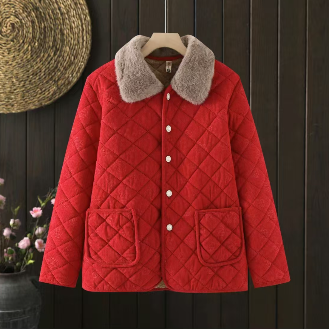 新款洋气加绒加厚外套中老年大码棉衣加绒棉服棉袄百搭108