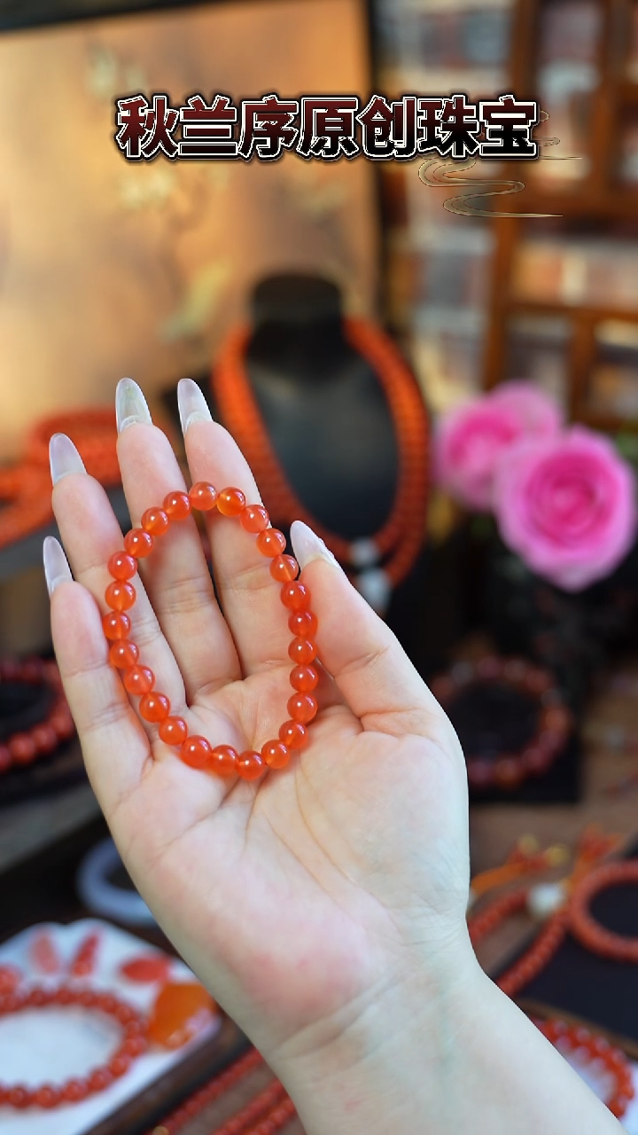 未镶嵌手链南红玛瑙蛤***丽原矿保山冰红单圈手串卡7
