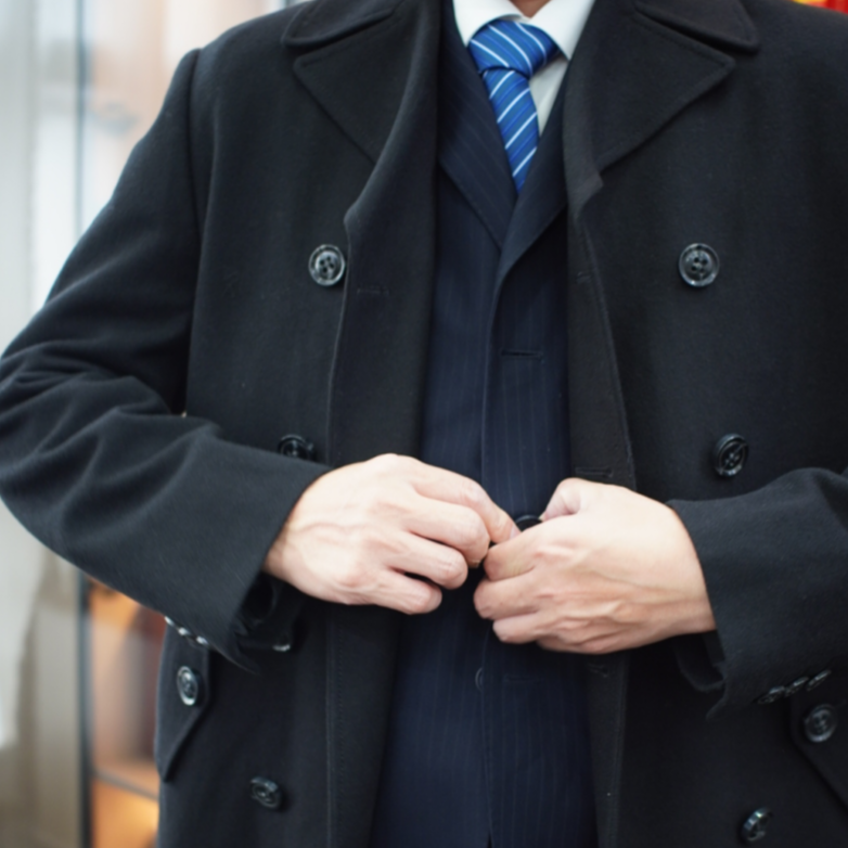 港风商务呢大衣双排扣毛呢大衣秋季冬季外套标准中长款