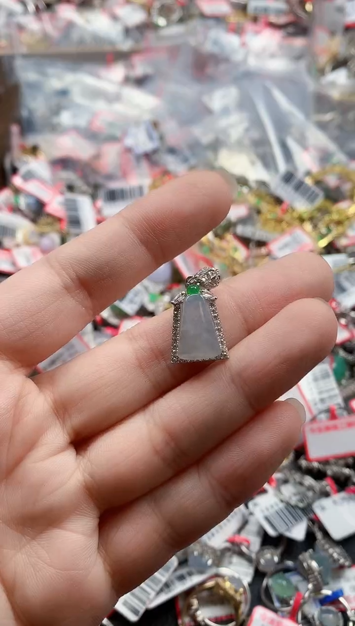 银S925镶嵌戒指翡翠天然A货缅甸翡翠