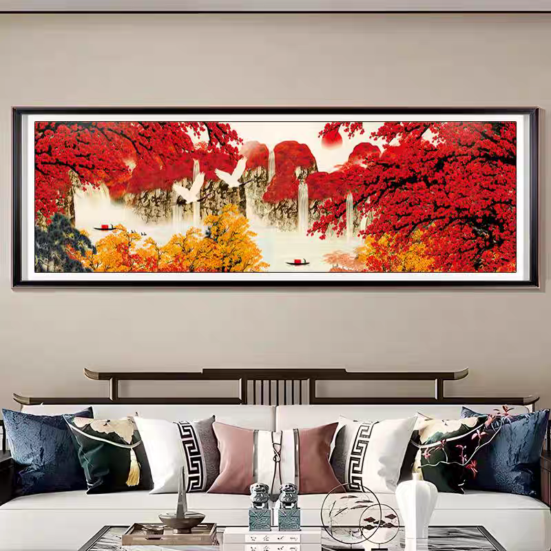 【美娜丽莎】鸿运当头现代版十字绣23色满绣无勾边风景唯美客厅卧室