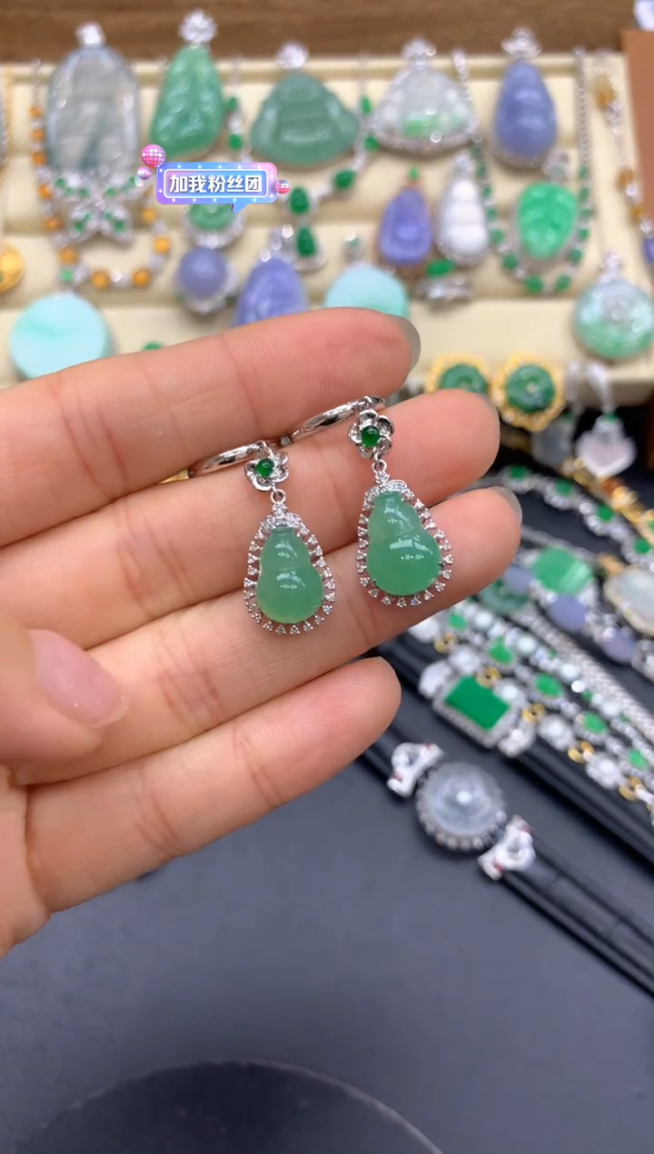 【闪购商品】翡翠耳饰18K金镶嵌528-中国好珍宝