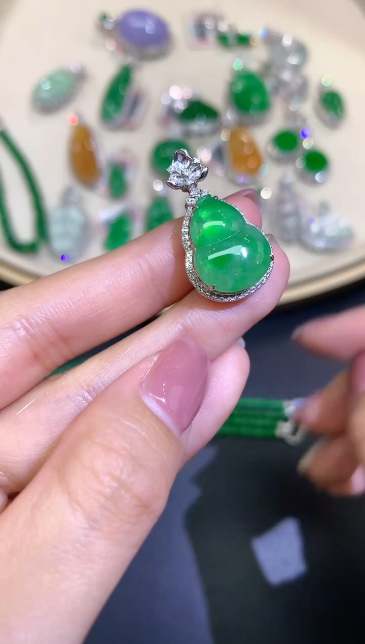 翡翠18K金镶嵌吊坠(不含链)吊坠A115|9999